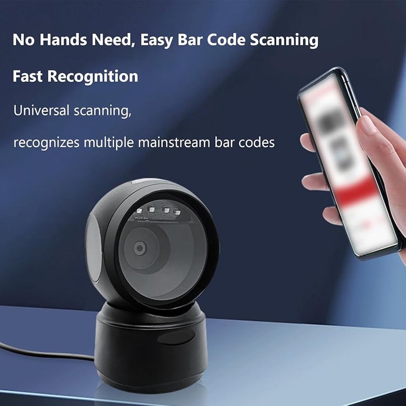 Automatic Omnidirectional Desktop USB Wired QR Barcode Scanner with Adjustable Angle Plug and Play - Image 2